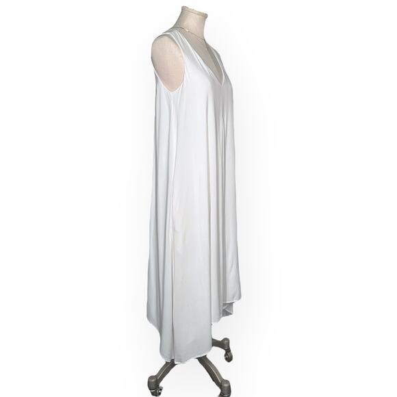 JAMES PERSE Double V Trapeze Swing Shift Dress Midi White Brunch Tea Cocktail - Picture 6 of 14